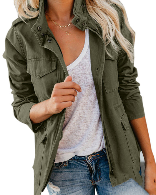 Chaqueta Casual para Mujer con Solapa y Cierre de Cremallera - Image 6