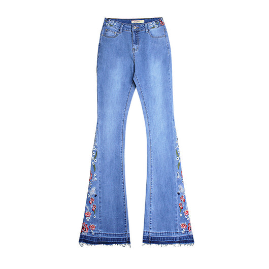 Pantalones Acampanados Denim con Bordado para Mujer - Image 10