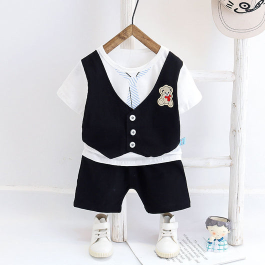 Conjunto Infantil Estilo Western Cuello Barco Manga Corta Verano - Image 9