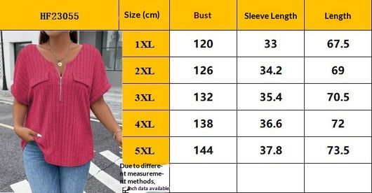 Playera Suelta con Cierre y Bolsillo Falso - Manga Corta - Image 11