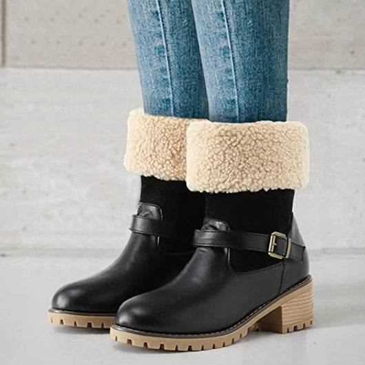 Botas Occidentales con Tacón Robusto y Hebilla para Mujer - Calidez Invernal - Image 4