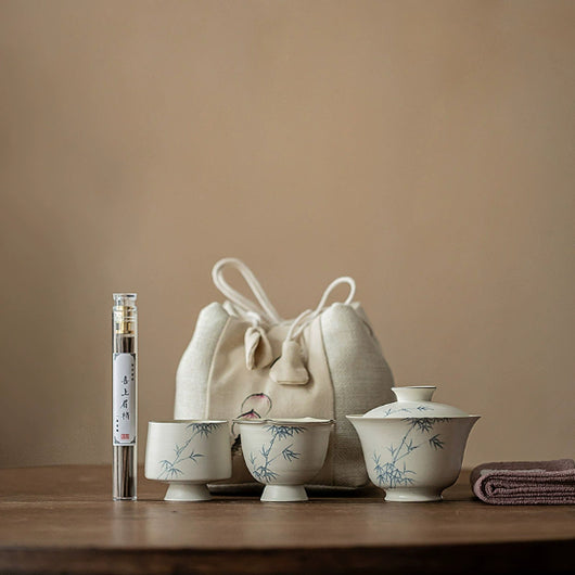 Juego de Té Portátil Bambú Pintado a Mano - Tetera y Taza Todo en Uno - Image 10