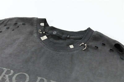 Camiseta Punk Desgastada de Manga Corta para Hombre - Image 12