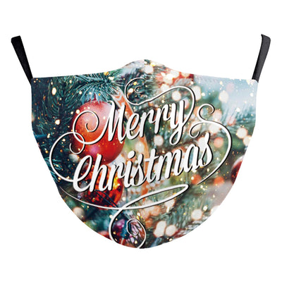 Christmas Santa Claus dustproof face mask with a red hat, white beard, and glasses on a blue and green background. - Image 20