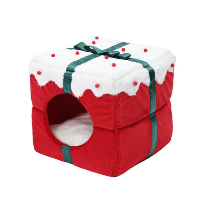 Cama Nido Felino Doble Uso - Refugio Cerrado Navideño para Gatos y Perros Pequeños - Image 12
