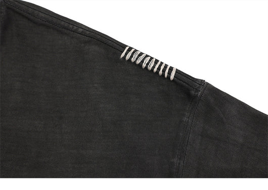 Camiseta Manga Larga Oversize Tejida a Mano para Hombre - Algodón Pesado - Image 23