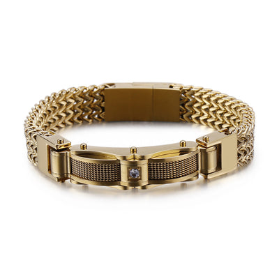 Pulsera para Hombre en Acero Inoxidable Dorado con Diamantes - Image 8