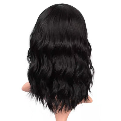 Peluca Ondulada con Flequillo Aéreo - Cabello Humano Artificial Estilo Onda Pequeña - Image 8