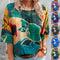 Camiseta Mujer Cuello Redondo Estampado Mapamundi