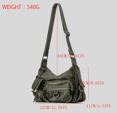 Bolso Moto Retro Hot Girl Marrón Multibolsillos - Image 11