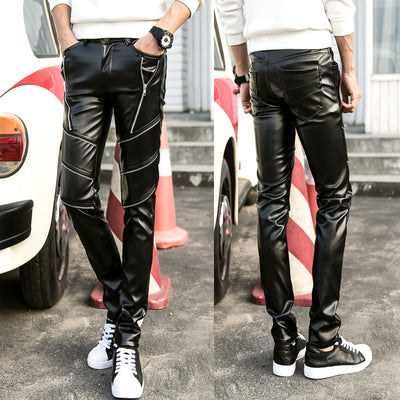 Pantalones de Cuero Ajustados con Cierre para Hombre - Otoño e Invierno - Image 9