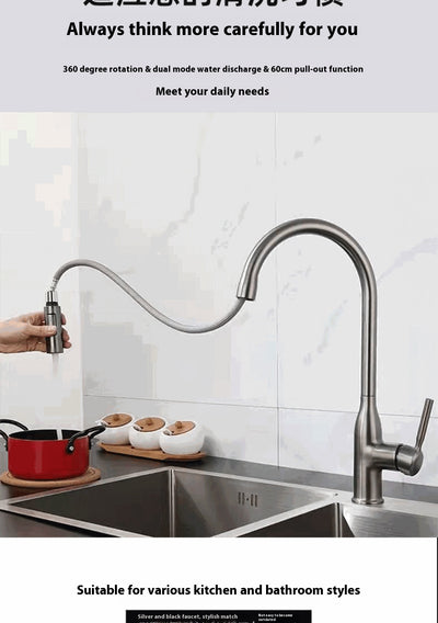 Grifo de Cocina Gris Grafito con Caño Extraíble y Doble Salida de Agua - Image 15