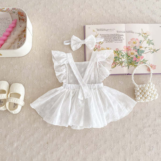 Vestido Jumpsuit Princesa para Niña con Mangas Volantes y Encaje - Image 12