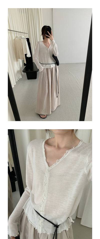 Cardigan Tejido con Encaje Efecto Hongo Arbóreo y Botones - Image 19