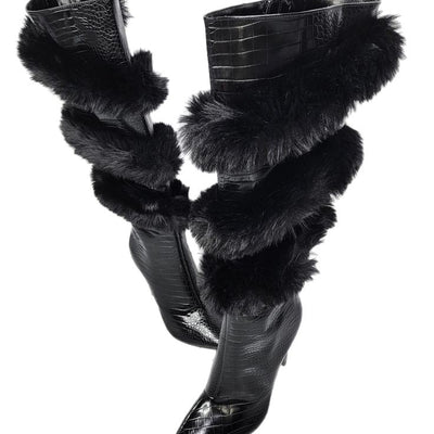 Botas Stiletto de Punta Fina con Ribete de Lana - Image 5