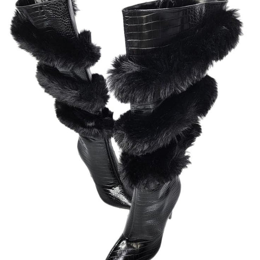Botas Stiletto de Punta Fina con Ribete de Lana - Image 5