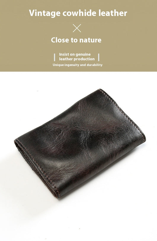 Billetera Corta de Cuero Vacuno Estilo Retro para Hombre - Image 28