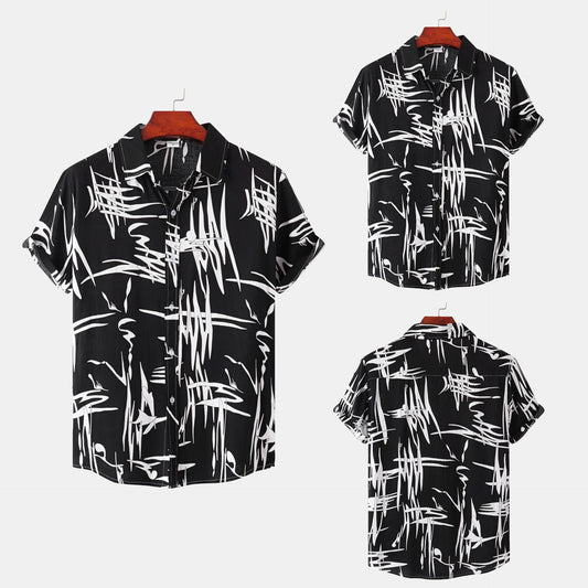 Camisas Casuales de Manga Corta con Rayas para Hombre