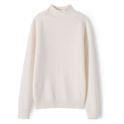 Suéter Base de Cashmere Cuello Alto Corto Holgado Color Sólido - Image 7