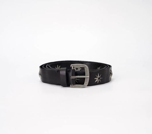 Cinturón Retro Negro de Metal con Estrella DIY - Estilo Vintage Distressed para Hombre - Image 10