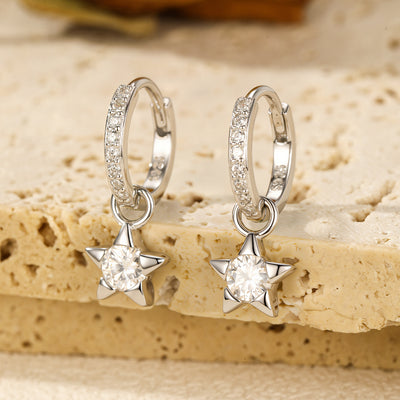 Aretes de Plata S925 con Diamantes Brillantes Estilo Urbano Versátil