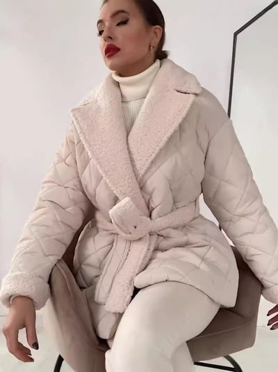 Abrigo Cuadros Invierno con Cintura Ajustable - Diseño Versátil para Mujer - Image 5