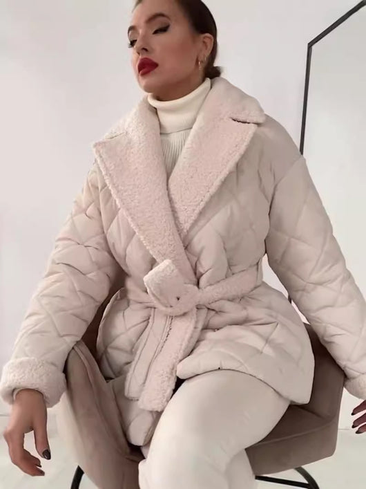 Abrigo Cuadros Invierno con Cintura Ajustable - Diseño Versátil para Mujer - Image 5