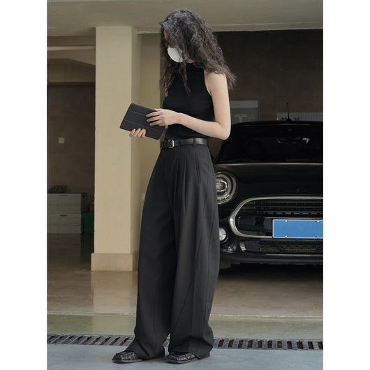 Pantalón Casual Holgado de Cintura Alta con Textura para Mujer - Image 3