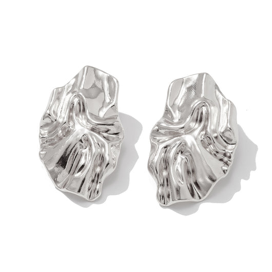 Aretes de Flor Plisada en Metal Líquido - Image 30