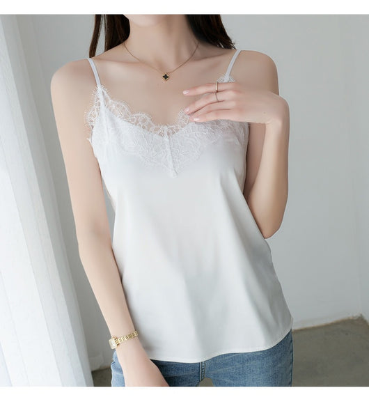 Camisola de Encaje para Pestañas en Seda Satinada para Mujer - Image 32
