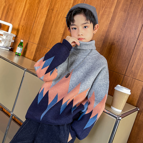 Suéter de Cuello Alto Invierno para Niños - Estilo Moderno