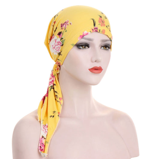 Turbante con Cola Curva y Flores - Gorro Tipo Pullover - Image 28