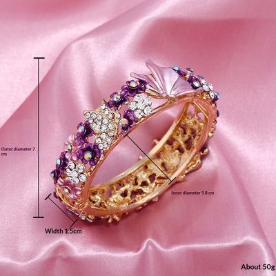 Brazalete Abierto con Mariposas y Flores Pintadas - Image 5