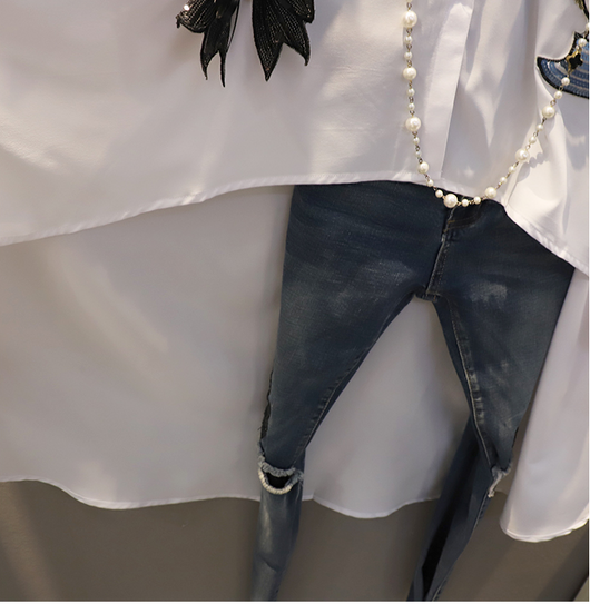 Blusa Asimétrica con Parches de Lentejuelas - Manga Corta - Image 14