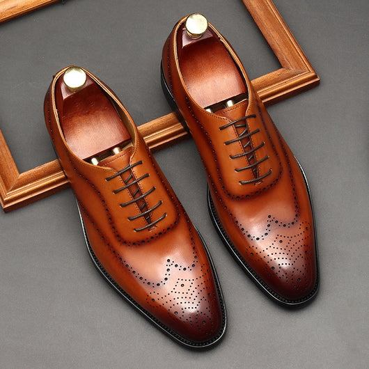 Zapatos Formales de Cuero para Hombre Punta Afilada Estilo Británico
