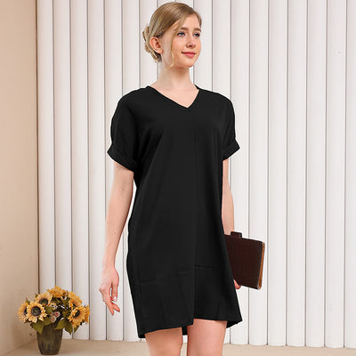 Vestido Corto Escote V Manga Corta para Casa y Descanso - Image 32