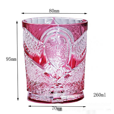 Vasos de Cristal Tallados a Mano con Búho Dorado Rojo - Image 7