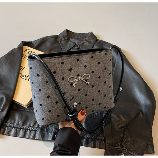Bolsa Crossbody de Lona con Lunares y Moño Fashion - Image 22