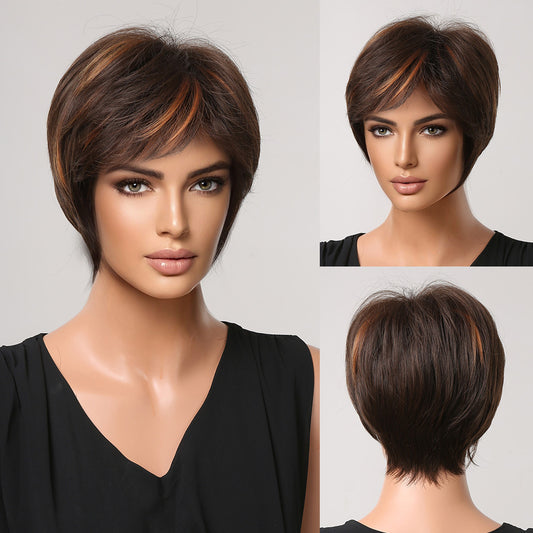 Peluca Corta Natural para Mujer - Cabello Completo Estilo Moderno