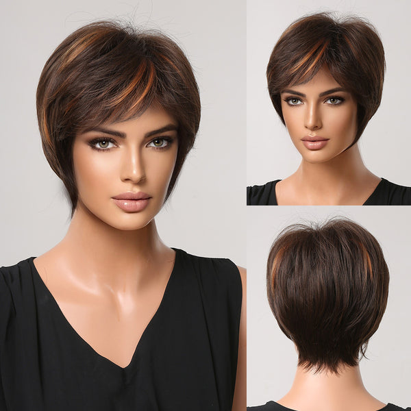 Peluca Corta Natural para Mujer - Cabello Completo Estilo Moderno