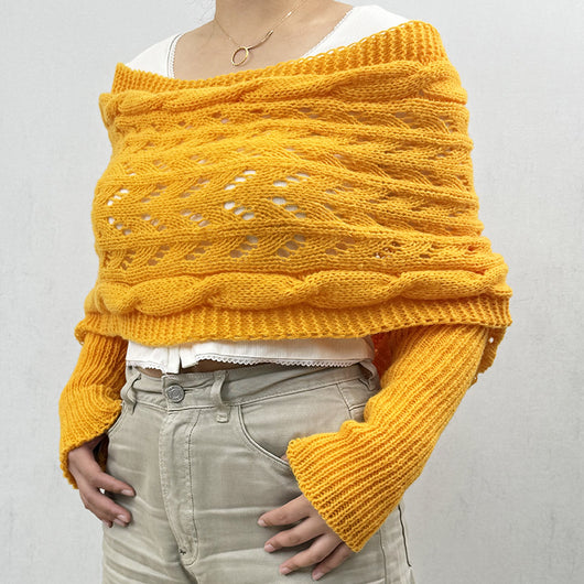 Chal Tejido Cálido Otoño-Invierno con Mangas Caladas para Mujer - Image 12