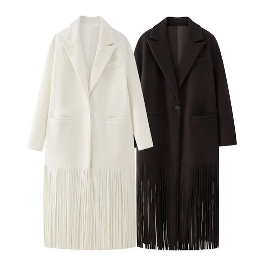 Abrigo de Lana con Flecos para Mujer - Estilo Urbano - Image 3