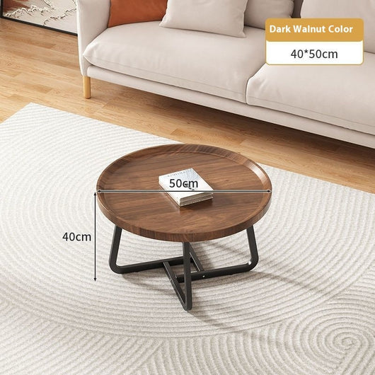 Mesa de Centro Redonda Madera Maciza Lujo Minimalista para Sala - Image 8