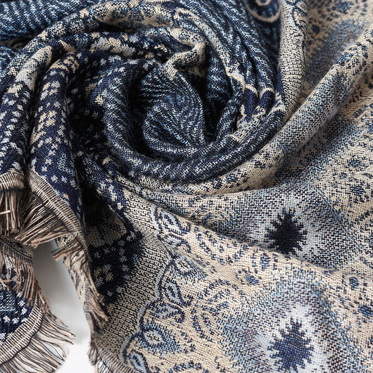 Bufanda Étnica de Algodón Jacquard para Hombre con Borlas - Cálida y Suave - Image 10