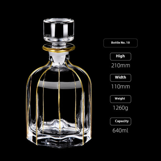 Botella de Whiskey Cristal con Línea Dorada y Tapa Hermética - Image 12