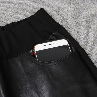 Pantalones de Cuero Stretch con Costuras Decorativas para Mujer - Image 3