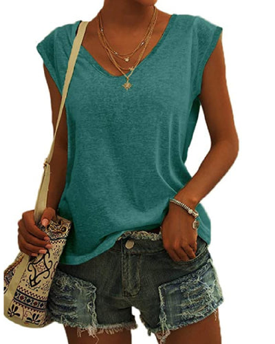 Blusa Suelta con Cuello en V - Diseño Minimalista Europeo y Americano para Mujer - Image 21
