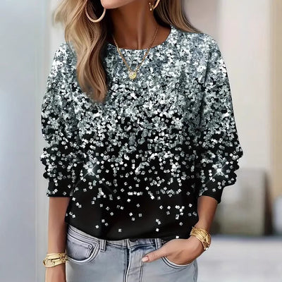 Blusa Casual Estampada de Manga Larga para Mujer
