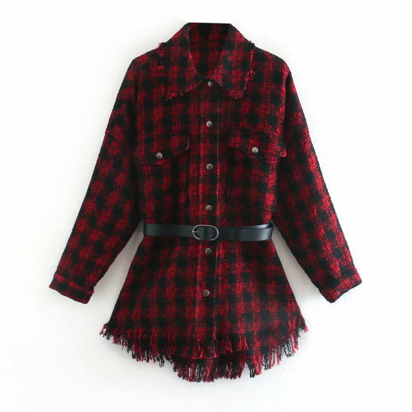 Chaqueta Camisa de Cuadros Roja para Mujer - Colección Mayorista