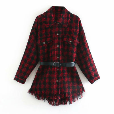 Chaqueta Camisa de Cuadros Roja para Mujer - Colección Mayorista